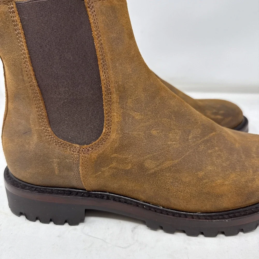 Men 10.5 Taylor Stitch Ranch Boot Redwood Waxed Suede Chelsea Ankle Vibram Brown